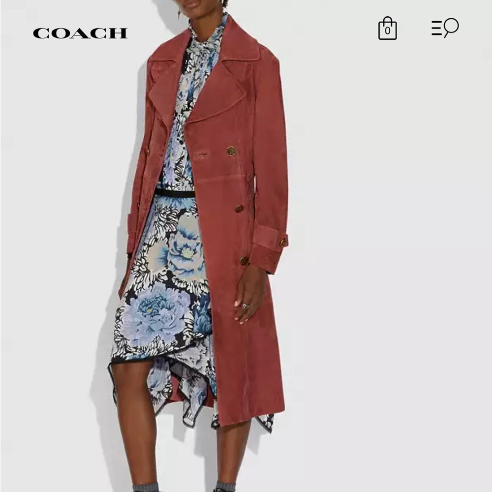 Coach Drapey Rust suede trench coat